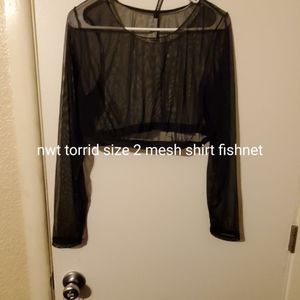 Torrid 2 mesh crop top black nwt
